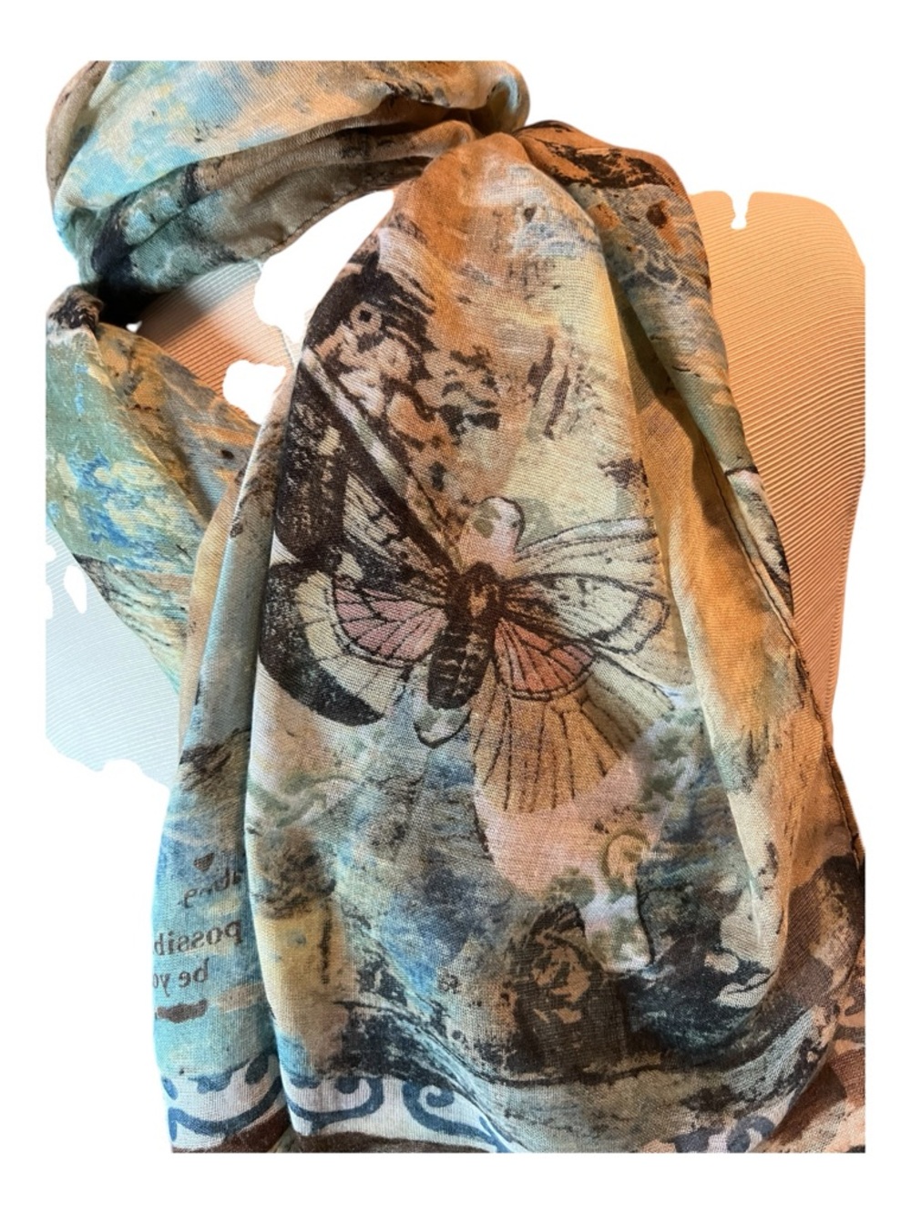 Kelly Rae Roberts butterfly Pastel Patchwork Patterned Wrap Scarf . - Picture 2 of 6